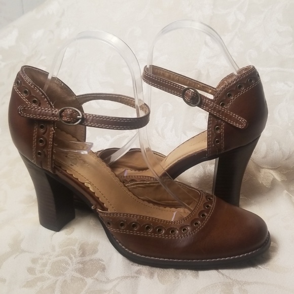 Miss Bisou Brown Ankle Strap Heels - Picture 1 of 3